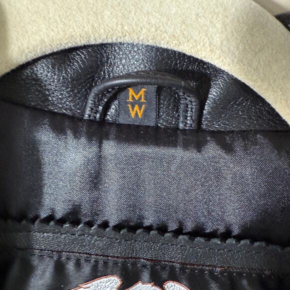 Vintage Harley Davidson Motorcycle Jacket Women SZ M Black Brown Flames EUC - Picture 4 of 12